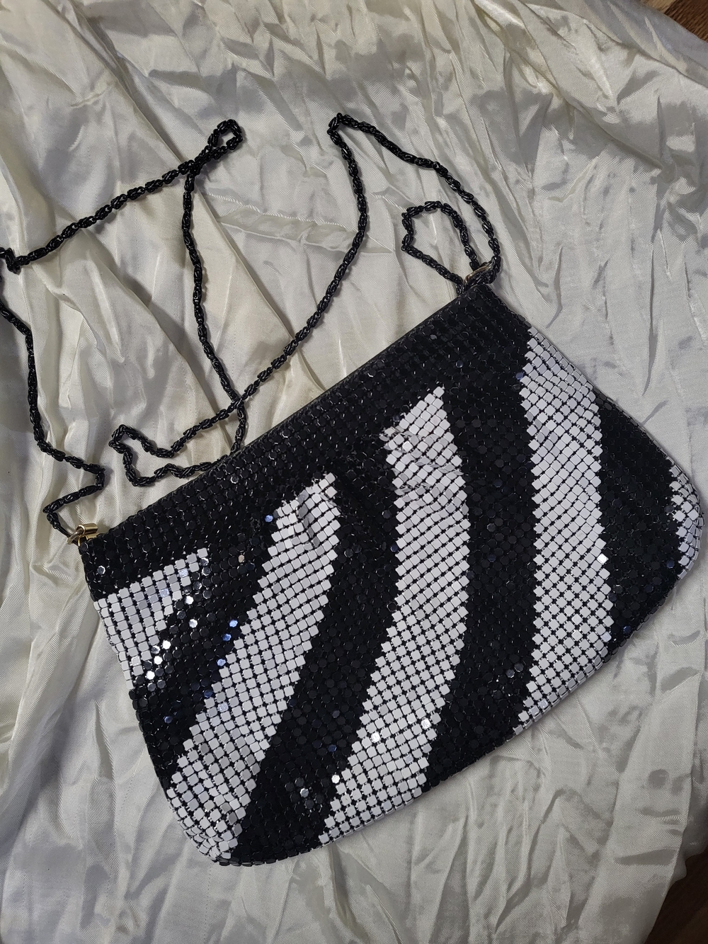 80s VINTAGE Black & White Sequin Shoulder Bag